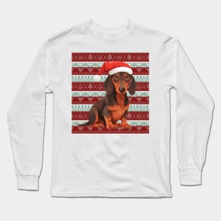 Funny Dachshund Dog Christmas Ugly Long Sleeve T-Shirt
